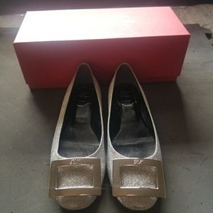 Auth Roger Vivier Gommette Silver Metal Buckle 38